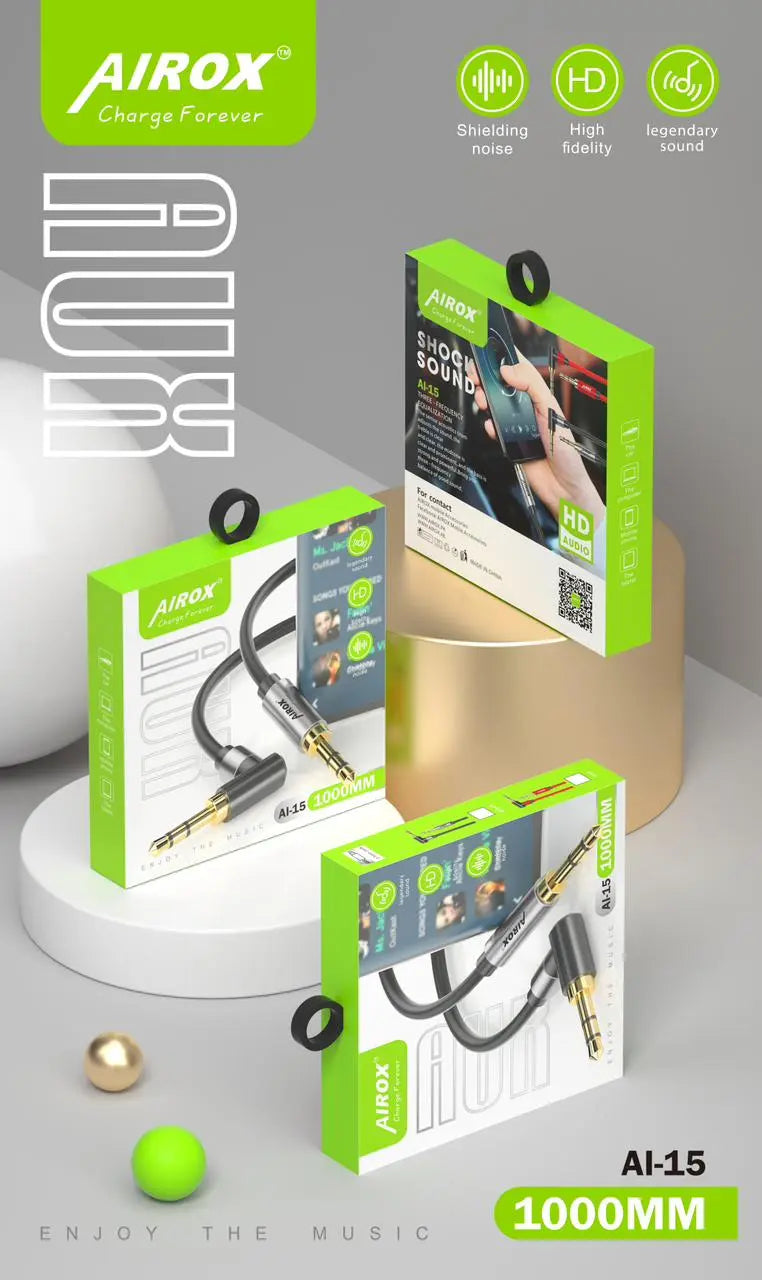 Airox High Quality Aux Cable || Male to Male For Headphones, Speakers & multimedia highly durable - Airox.pk